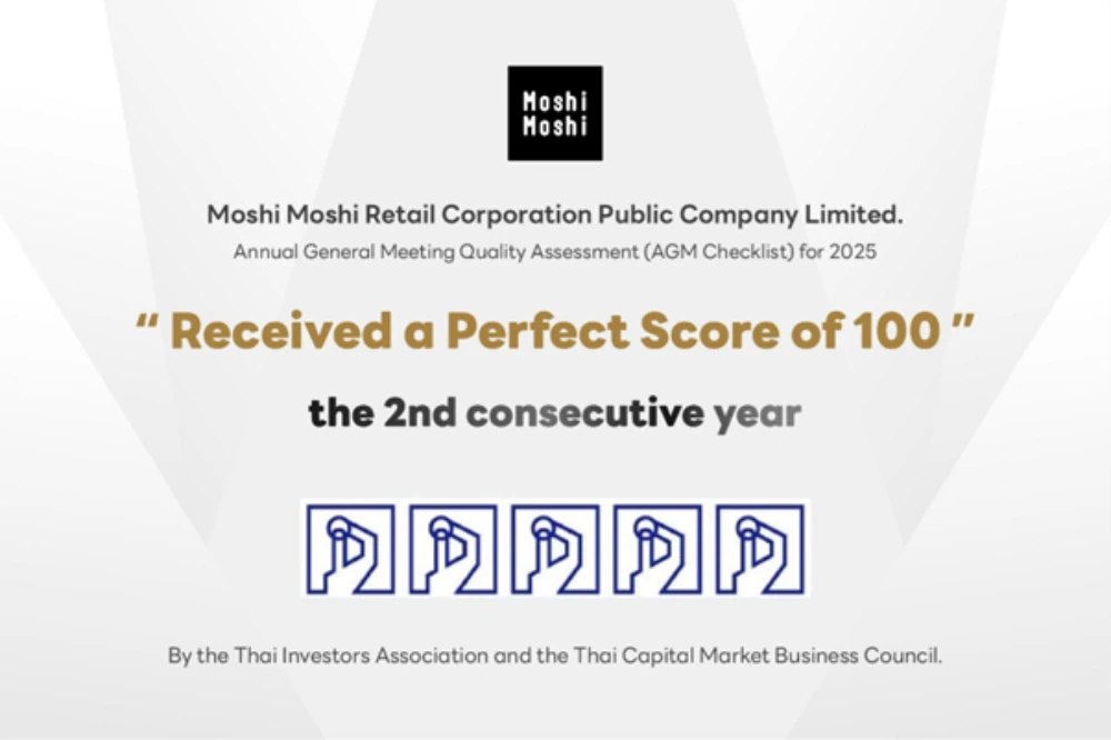 Moshi Moshi received a perfect score of 100 points for the second consecutive year in the Annual General Meeting Quality Assessment (AGM Checklist)